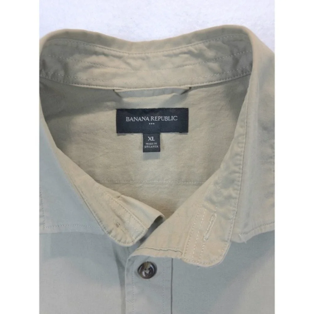 Banana‎ Republic Men's XL Khaki Utility Shirt Long Sleeve Cotton Stretch FA21